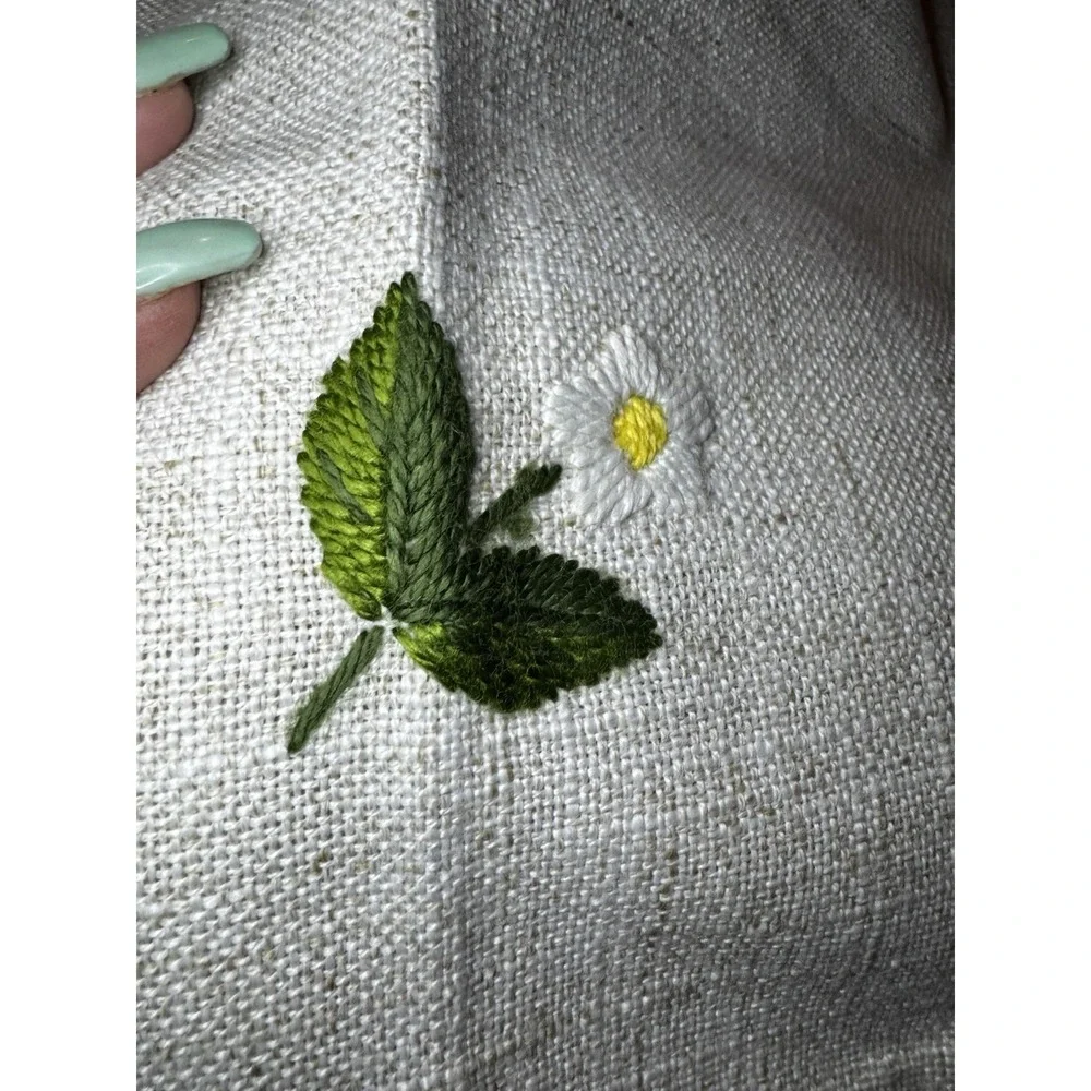 Brand NewVintage Cutwork floral fruit hand Embroidered Oval Tablecloth 63
